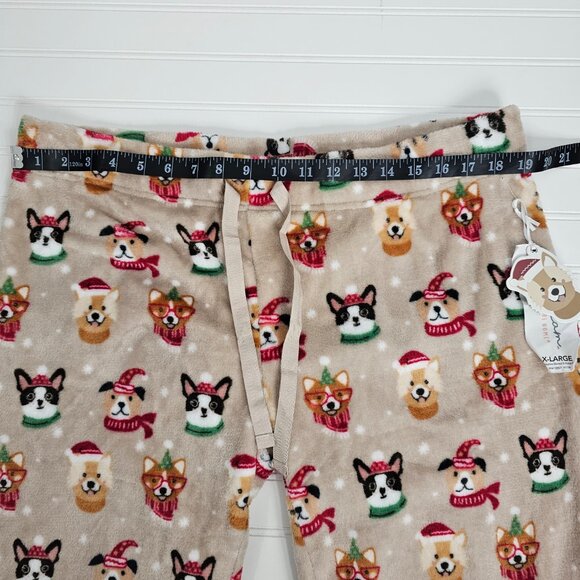 Daydream Plush Ultra Soft Women's Tan Christmas Puppy Pajama Pants Size XL NWT - Picture 8 of 11